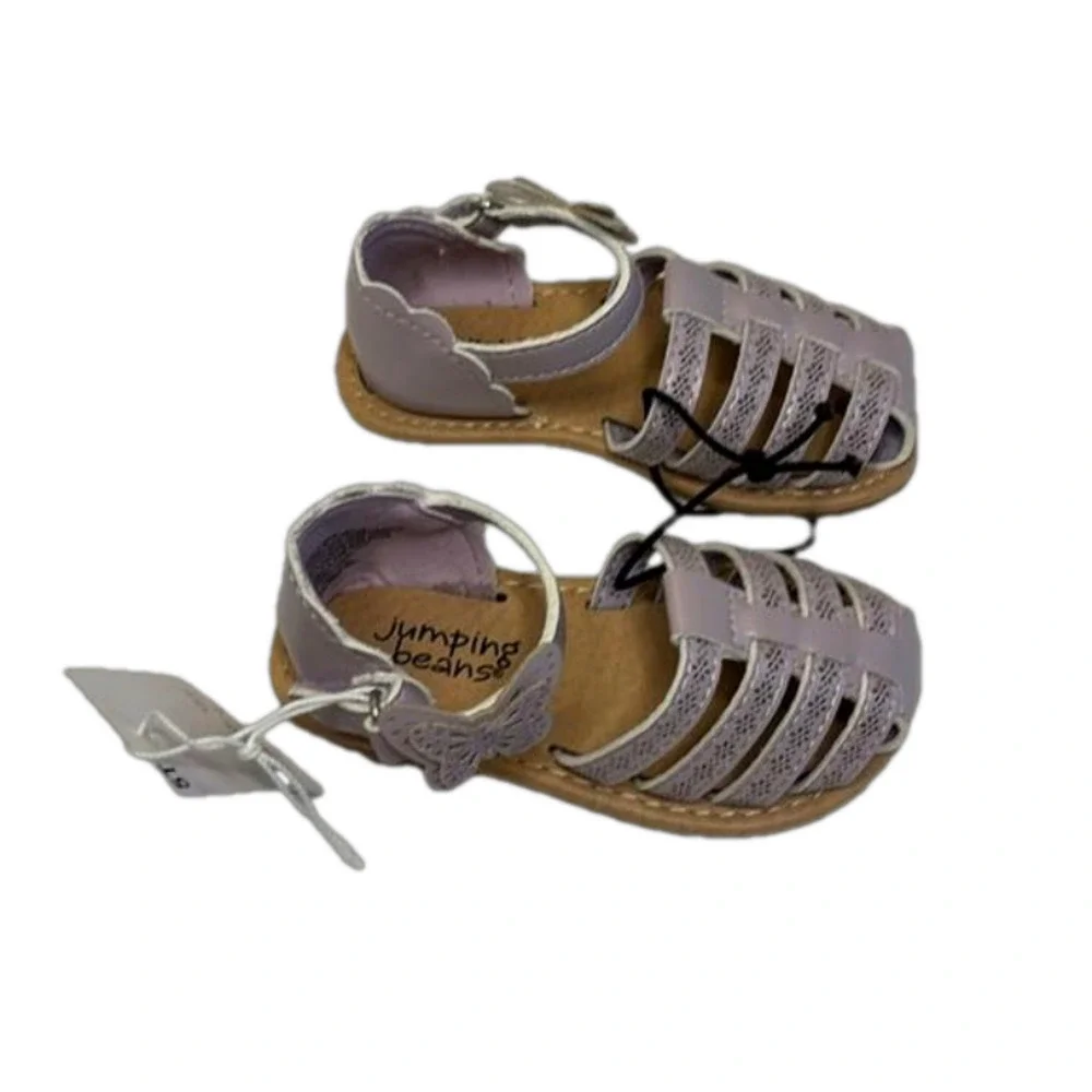Jumping Beans Toddler Sandals Secure Strap Butterfly Detail Purple Girl 5T NWT